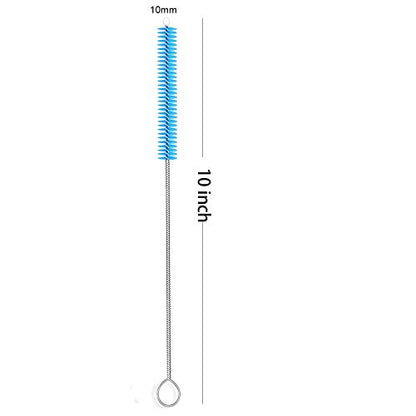 Long Straw Brush Cleaner (10 Pack), Flexible Nylon Tube Cleaning Brushes with 0.4" Bristles, Rust-Proof Stainless Steel Wire Washer for Reusable Tumblers, Sports Bottles & Pipes (10 Inch) - color: Blue
