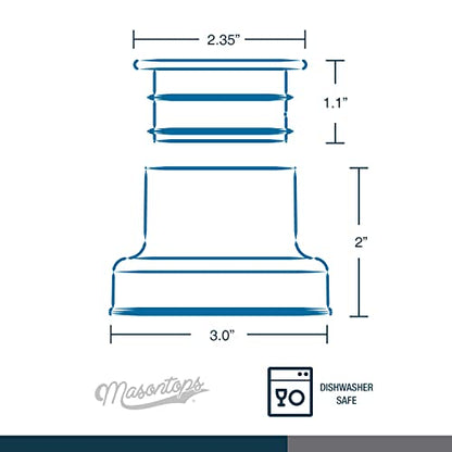 Masontops Cocktail Shaker Lids – Compatible with any Regular Mouth Mason Jar – 2-Pack with 1oz Jigger Caps - Teal - color: Shaker Lids Teal