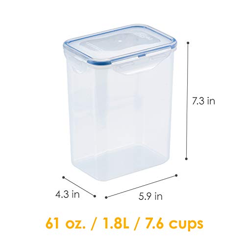 LOCK & LOCK LocknLock Easy Essentials Airtight Rectangular Tall Food Storage Container 7.61 Cup, 4 Piece, Clear - size: 4 Piece Set