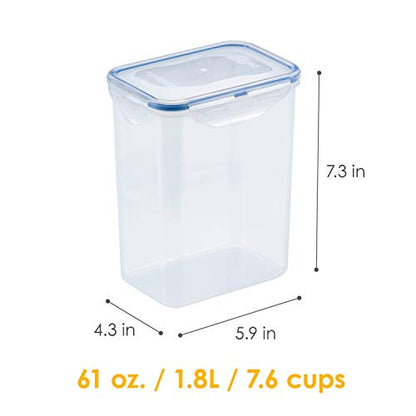 LOCK & LOCK LocknLock Easy Essentials Airtight Rectangular Tall Food Storage Container 7.61 Cup, 4 Piece, Clear - size: 4 Piece Set