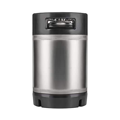 TMCRAFT New 2.5 Gallon Ball Lock Keg, Stainless Steel Beer Keg with Dual Rubber Handle for Home Brew