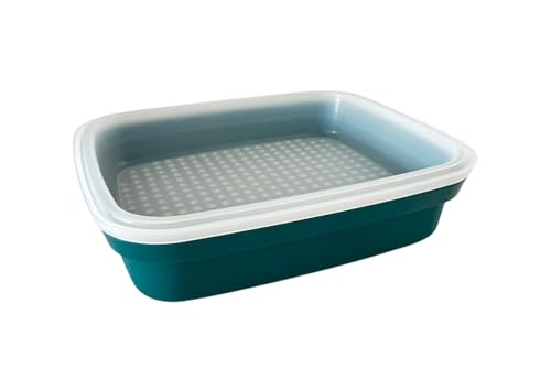 NewTupperware Season-Serve Marinade & Food Storage Container with Lid - Large Size with Grid Design for Seasoning Meats, Fish & Vegetables - Mysterious Green
