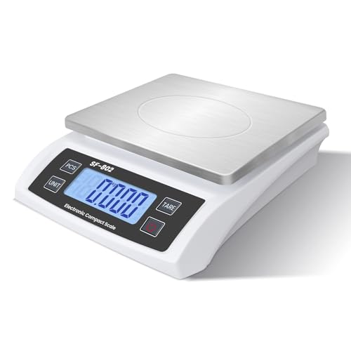 Digital Kitchen Scale 30kg/66lb Large Food Scale for Baking Cooking Stainless Bread Scale with LCD Display Counting Scales for Commercial(Color : Stainless White) - color: Stainless white