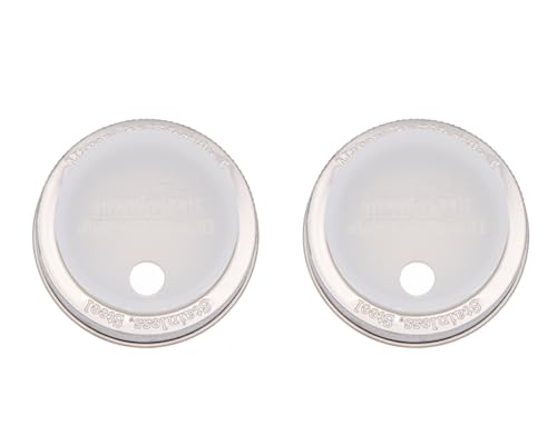 Frost Silicone Straw Hole Tumbler and Fermentation Lids with Stainless Steel Bands by Mason Jar Lifestyle (2 Pack, Regular Mouth) - color: Frost, size: Regular Mouth