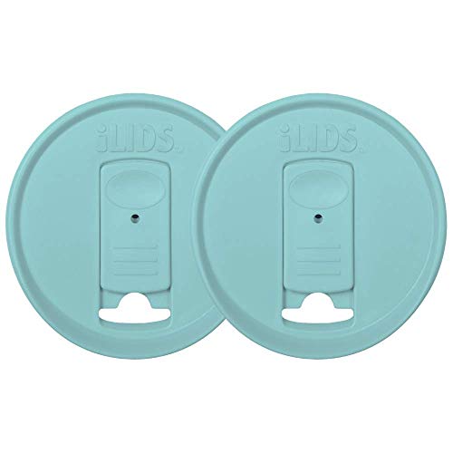 Wide-Mouth Mason Jar Drink Lid - USA Made, BPA-Free, Spill-Resistant for Coffee, Cold Brew & Iced Tea - Fits 3 3/8 in Ball & Kerr Wide Mouth - Pack of 2 - color: Seafoam