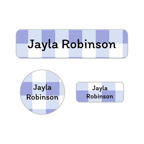 Name Bubbles - Kids Custom Name Labels for Daycare, School, Camp (102 Labels) - Personalized Waterproof Name Stickers for Clothes Tags, Lunch Boxes, Water Bottles, & School Supplies (Gingham) - color: Gingham, size: 102 Labels