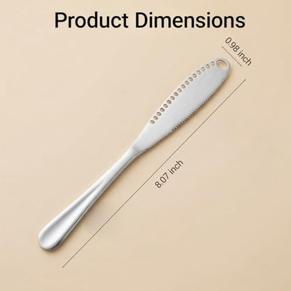 3-in-1 Stainless Steel Butter Spreader Knife, 2 Pcs Serrated Butter Curler & Cheese Cutter for Cold Butter, Multipurpose Kitchen Gadget, Dishwasher Safe
