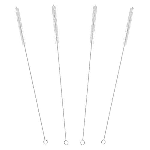 Drinking Straw Cleaning Brushes Set 15" Extra Long 10mm Extra Wide Pipe Tube Cleaner Nylon Bristles Stainless Steel Handle - 15" x 3/8" (10mm) - Set of 4