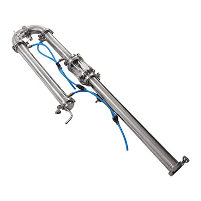 Tubular Distillation Tower with Sight Glass, 2'' Domestic Brewing Equipment Distiller Stainless Steel Still Reflux Column for 13-26 Gallon Fermenter Capacity