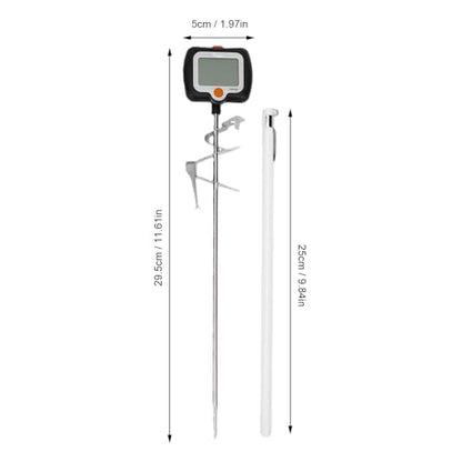 ASHATA Digital Candy Thermometer with Probe | 25cm Stainless Steel Clip Pot Kitchen Tool for Jam Chocolate Making (KT Black English with Clip Sleeve)