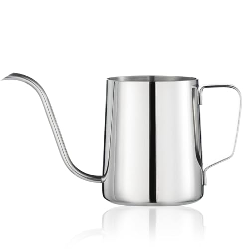 PARACITY Pour Over Kettle, Gooseneck Spout Coffee Tea Pot,12OZ Hanging Ear Hand Blunt Long Narrow Drip Cup Gooseneck Kettle, Camping Coffee Pot for Travel Outdoor(Stainless Steel) - color: Stainless Steel, size: 12oz/350ml
