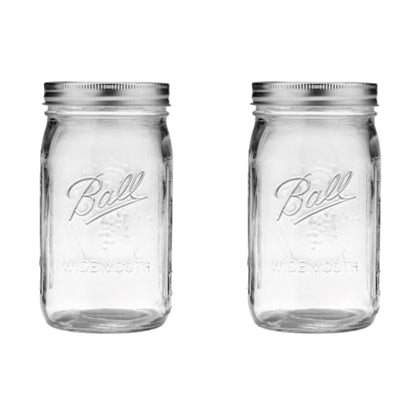 Ball Quart (32oz) Jar with Silver Lid, Wide Mouth, Set of 2