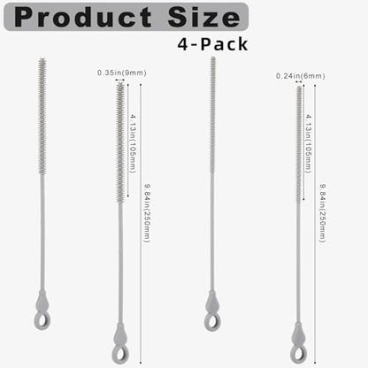 Silicone Straw Cleaner Brush, 4Pcs Reusable Straw Brush Set with Extra-Long Design for Cleaning Thin Metal Straws and Wider Milkshake Straws （6mm+9mm Gray) - color: Gray