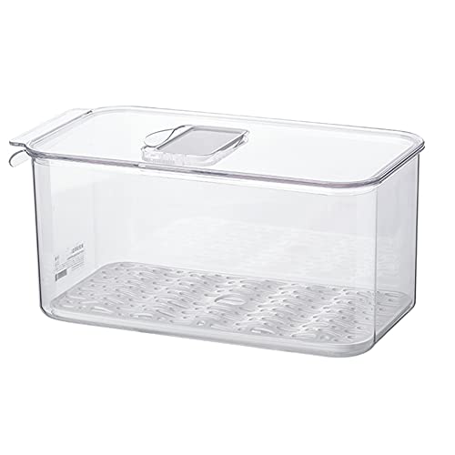 SANNO Vegetable Fruit Containers Fridge Containers,Freezer Produce Saver Refrigerator Organizer Bins with Vented Lids And Drain Tray For Pantry Fridge Freezer Cabinet Kitchen Organization - size: 12.4” x 6.4”x 5.7"