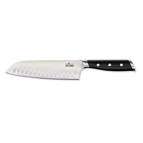 All-Clad Forged German Stainless Steel Santoku Knife 7 Inch, Fully Forged, Expert Precision, Home Kitchen Knife, Cook Tool, Cookware Kitchen Tool, Kitchen Utensils, Ultra Sharp Knives - color: Silver/Black, size: 7"