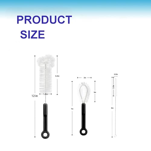 3 Pack Bottle Cleaning Brush Set with Detachable Keychain Ring, Narrow Neck & Straw Cleaner, Portable for College Dorm & Travel