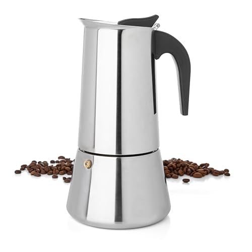 Mixpresso 12 Cup Greca Stovetop Espresso Pot 600ml/20oz, Moka Pot with Coffee Percolator Design, Stainless Steel Stove Top Coffee Maker for Camping or Home Use,Italian Stovetop Espresso Maker - color: Stainless Steel, size: 12 Espresso Cups