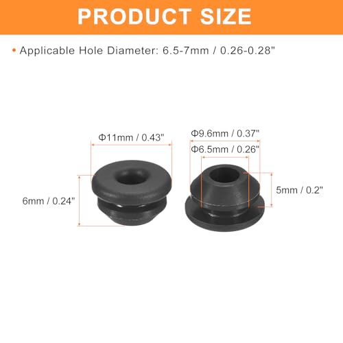 UXcell 25pcs Silicone Round Locking Snap-in Hole Stoppers for 6.5-7mm Metal Tube, Furniture End Caps, Black - size: 6.5-7mm