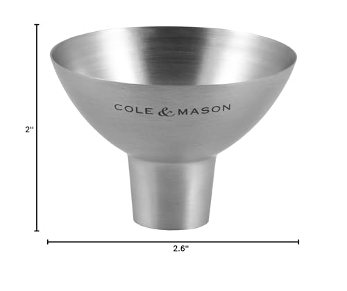 COLE & MASON Stainless Steel Salt and Pepper Funnel - Versatile Small Funnel for Filling Spice Jars and Other Kitchen Essentials - Convenient Funnels for Kitchen Use Filling Bottles - Metal Funnel - style: New Stainless Steel