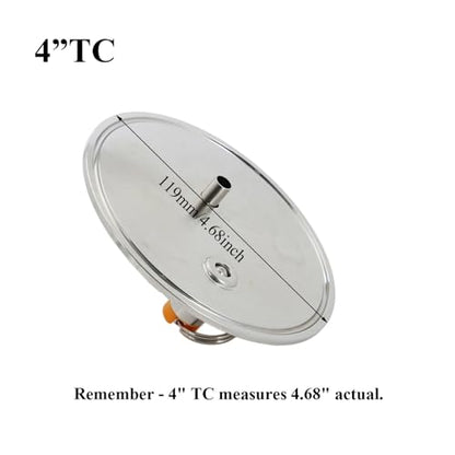 Home Brewing 4" TC End Cap with Gas Ball Lock Post and PRV 18 PSI Dry Hopper Accessories Homebrew Conical Fermenter Accessories Brewing Accessories