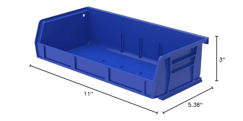 Akro-Mils 30232 AkroBins Plastic Storage Bins, Space-Saving Stackable Bins for Garage, Pantry, Craft Organization, 5-Inch x 11-Inch x 3-Inch, Blue, 8-Pack - color: Blue