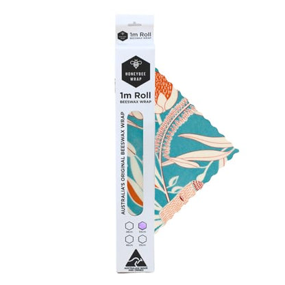 Honeybee Beeswax Wraps - Banksia Pattern Beeswax Roll -Certified Organic Cotton Beeswax Wrap - Reusable Beeswax Wrap for Food - Plastic Wrap & Sandwich Bags Alternative - 40’’ x 13’’ - color: Banksia