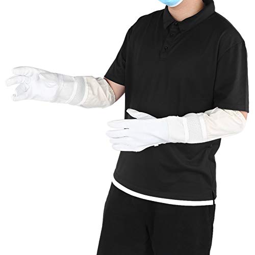 Bee Gloves with Long Sleeves, XL, Breathable Mesh, Elastic Cuff Protective Beekeeper Tool - Durable Goatskin Leather, Ergonomic Design for Hand and Forearm Safety (XXL) - size: XXL