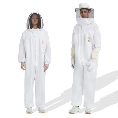 Sting Proof Full Body Bee Suit, Unisex, 2 Veils & Gloves, S(Fits 4'11"-5'3") | Unisex Ultralight Full Body Bee & Wasp Gear, A-Grade Goatskin Gloves, Detachable Veils, Apiary Backyard Halloween - size: S for 4'11" – 5'3"