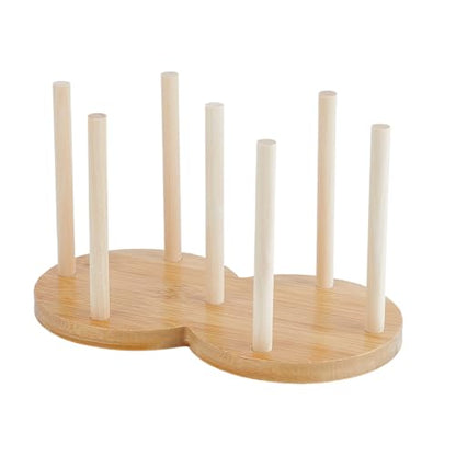 NBEADS 1 Set Tumbler Lids Organizer, Wood Cup Drying Rack 2-in-1 Double-Circle Standing Storage Holder for Mason Jar Lids Cups BottlesKitchen Organizers and Storage, 4.39x7.95x4.72 Inch