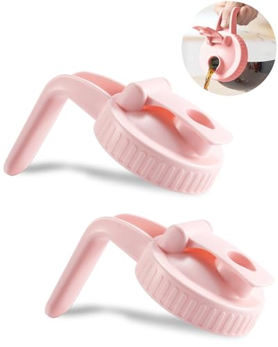 2 Pack Wide Mouth Mason Jar Lids V-Shaped with Handle, Mason Jar Pour Spout Lid with Extended Flip Lid Easy to Open, Airtight Leak Proof and Durable - color: pink, size: 2pcs