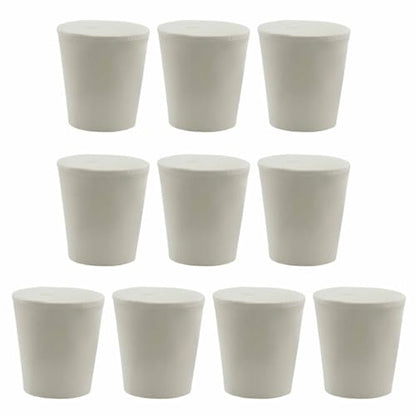 10 Pack Solid Rubber Stoppers, Size 3#, White Lab Plug | Tapered Shaped Lab Bungs, For Flask, Plug Holes, Test Tube