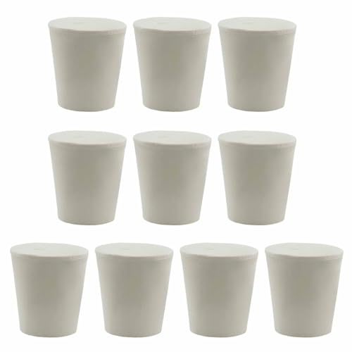 Bonsicoky 10 Pack Solid Rubber Stoppers, Size 4#, White | Tapered Shaped Lab Bungs Plug, For Flask, Plug Holes, Test Tube - size: 4#