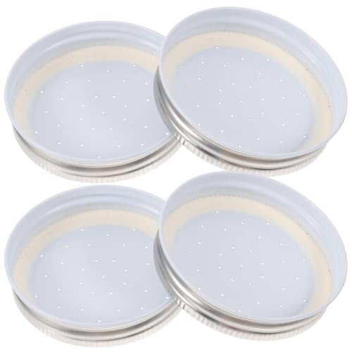 BESPORTBLE 4pcs Bee Entrance Feeders Perforated Metal Mason Jar Lids Beehive Waterer Honey Bee Canning Feeder Beekeeping Supplies