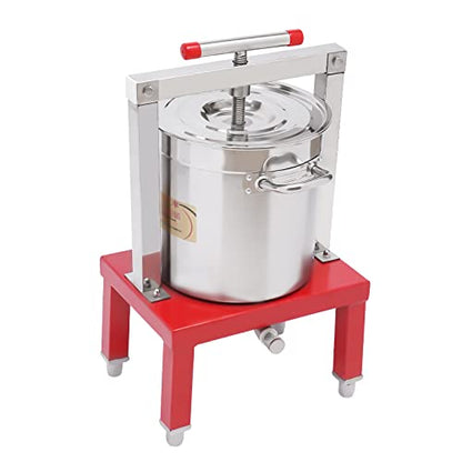 DIY Fruit Presser 13.25L/448Oz, Stainless Steel Manual Extractor T-Handle Large Fruit Honey Beeswax Presser for Wine and Juice Making, Adjustable Height