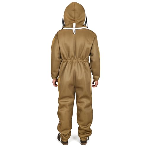 BP-411 Beekeeping Full Suit with Fencing Hat, Breathable Mesh, Sting Protection - Ultra Light Air Mesh - color: Brown, size: X-Large