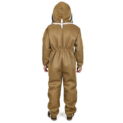 BP-411 Beekeeping Full Suit with Fencing Hat, Breathable Mesh, Sting Protection - Ultra Light Air Mesh - color: Brown, size: Medium
