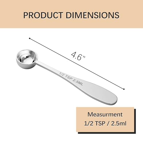 2PCS 1/2tsp(1/6tbsp, 2.5 ml) Single Measuring Spoon, Stainless Steel Individual Teaspoon, Metal Measure Scoop with Gift Box - size: 1/2 tsp | 1/6 tbsp | 2.5 ml | 1/12 oz