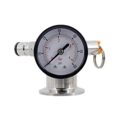 1pcs 1.5" Tri Clamp Gas Manifold for Conical Fermenters - SS304 with Pressure Gauge & Relief Valve for Homebrewing(35 PSI PRV) - size: 35 PSI PRV
