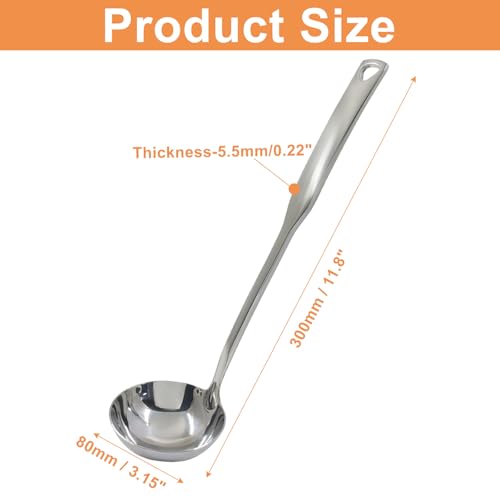 1Pcs 11.8 Inch Stainless Steel Soup Ladle, Stainless Steel Heavy Ladle with Pour Spout for Cooking/Serving Canning(Style-2) - size: Style-2