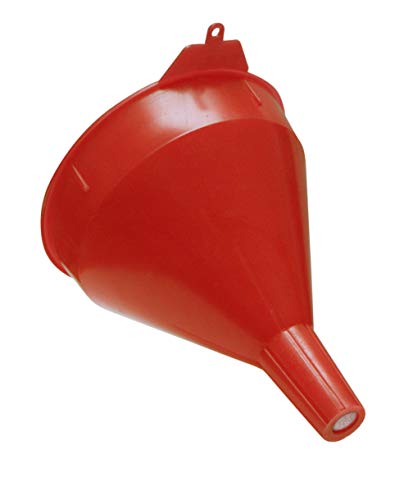 WirthCo 32002 Red Safety Funnel with Screen/Strainer Funnel for Oil, Fuel, Gas, and Automotive Large 2 Quart Capacity - size: 2 Quart, style: With Screen
