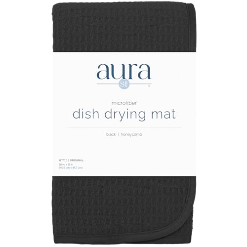 S&T INC. Dish Drying Mat, 16” x 18”, Absorbent Microfiber Kitchen Counter Mat, Dish Drying Pad for Dishes, Utensils, Pots and Pans, Large, Black - size: 16" x 18"