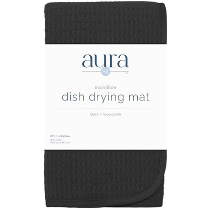S&T INC. Dish Drying Mat, 16” x 18”, Absorbent Microfiber Kitchen Counter Mat, Dish Drying Pad for Dishes, Utensils, Pots and Pans, Large, Black - size: 16" x 18"