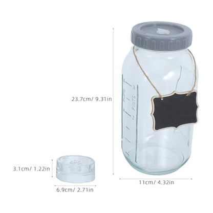 Sourdough Starter Jar: Wide Mouth Fermentation Pickle Jars with Airlocks and Weights, 0.5 Gallon/64oz Glass Crock with Measurement Markings for Sauerkraut, Sourdough Starter