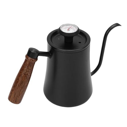 Gooseneck Pour Over Coffee Kettle with Thermometer, 500ml Stainless Steel Water Boiler for Precise Brewing, Tea & Hot Chocolate, Black
