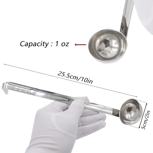 3-Pack Stainless Steel Soup Ladle Set with Hooked Long Handle 1 oz | 1 ounce serving capacity, sauce and gravy use, stew and soup serving, dishwasher safe build, comfortable hooked grip - size: 1 oz