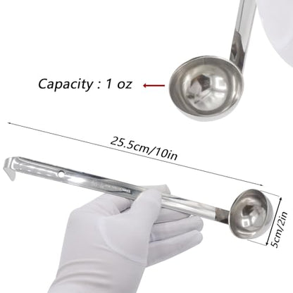 3-Pack Stainless Steel Soup Ladle Set with Hooked Long Handle 1 oz | 1 ounce serving capacity, sauce and gravy use, stew and soup serving, dishwasher safe build, comfortable hooked grip - size: 1 oz