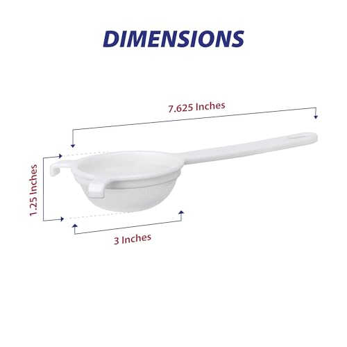 HIC Kitchen Double-Ear Fine Mesh Strainer, BPA-Free, 3-Inch, For Sifting Baking Ingredients, Straining, And Draining Soups And Sauces - color: Double-Ear Fine Mesh White, size: 3-Inch