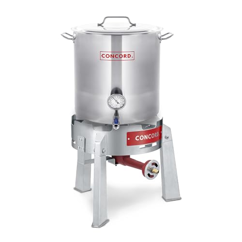 CONCORD Stainless Steel 20 QT Home Brew Kettle Stock Pot + CONCORD Titan Burner, 50,000 BTU Single Propane Stove