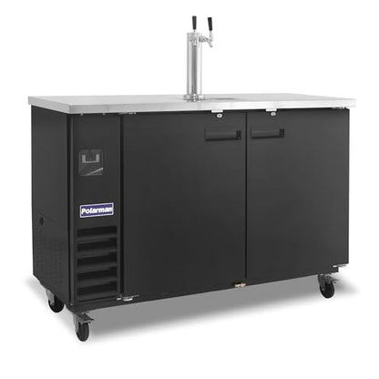 Polarman 16.6 Cu-ft Beer Kegerator Double Tap Draft Beer Dispenser Commercial Refrigerator for Bars and Restaurants With 2 Coupler, Drip Tray 33°F- 41°F Temperature Control-Direct Draw - size: 61"W Double Tap