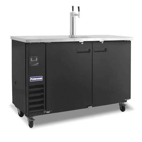 Polarman 16.6 Cu-ft Beer Kegerator Double Tap Draft Beer Dispenser Commercial Refrigerator for Bars and Restaurants With 2 Coupler, Drip Tray 33°F- 41°F Temperature Control-Direct Draw - size: 61"W Double Tap